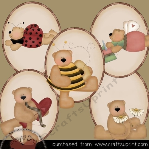 Whimsy Bears Ovals Clipart