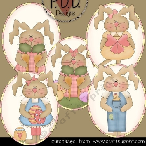 Whimsy Bunnies Ovals Clipart