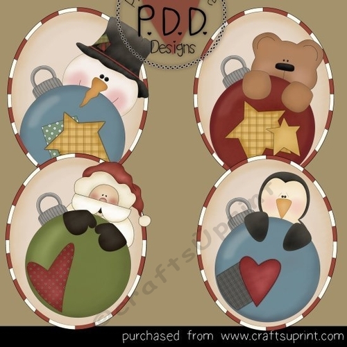 Winter Ornaments Ovals Clipart