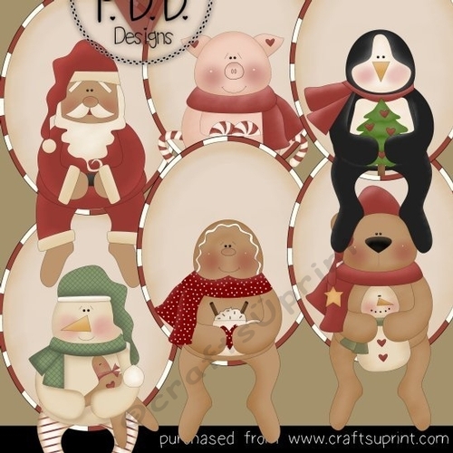 Winter Sitters Ovals Clipart