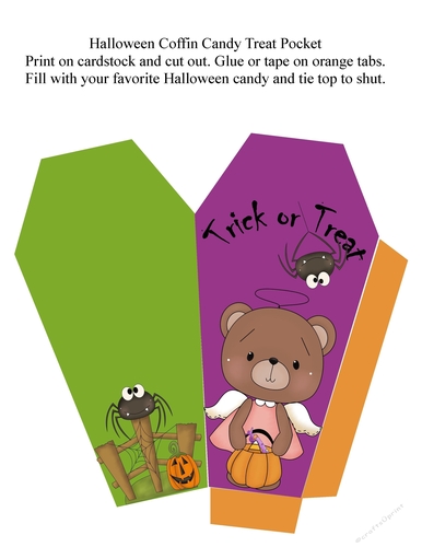 Halloween Angel Bear Coffin Candy Treat Pocket