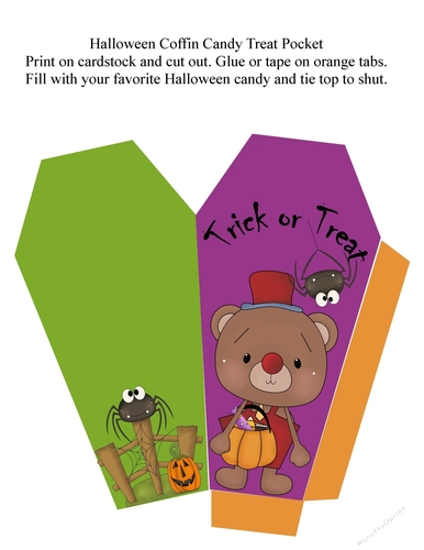 Halloween Clown Coffin Candy Treat Pocket