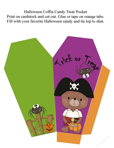 Pirate Bear Coffin Candy Treat Pocket