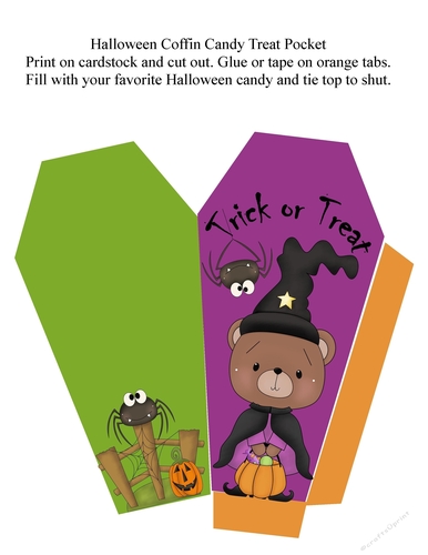 Witch Bear Coffin Candy Treat Pocket
