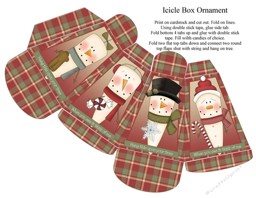 Snowman Icicle Box Ornament 1
