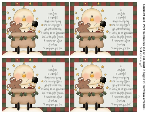 Snowman Sleigh Ornament Cards