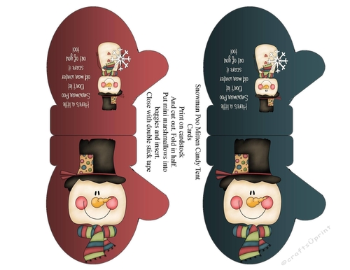 Snowman Poo Mitten candy Tent Cards