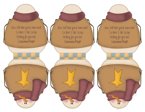 Snowman Poo Mitten candy Tent Cards 2