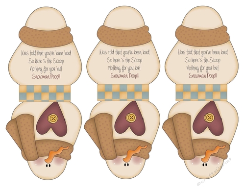 Snowman Poo Mitten candy Tent Cards 3