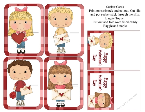 Valentine Kids Sucker Cards