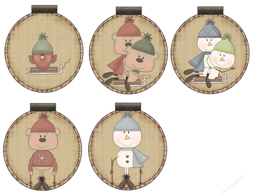 Ornament Tags Sheet-Snow Skaters