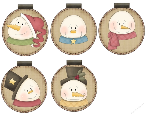Ornament Tags Sheet-Snow Heads