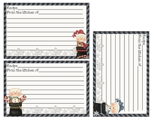 Snowman Recipe Cards 1