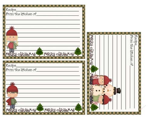 Winter Kids Recipe Cards 2