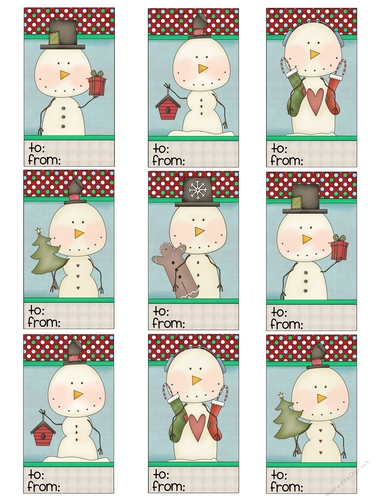 Mr. Snow Gift Tags Sheet