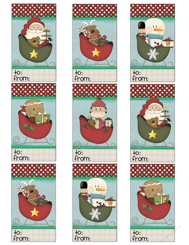 Winter Sleighs Gift Tag Sheet