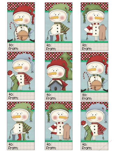 Snowman Gift Tags Sheet 1