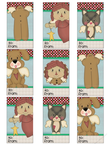 Prim Angels Gift Tags Sheet