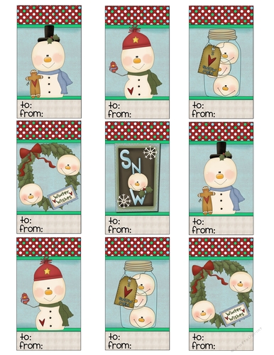 Snowman Gift Tags Sheet 2