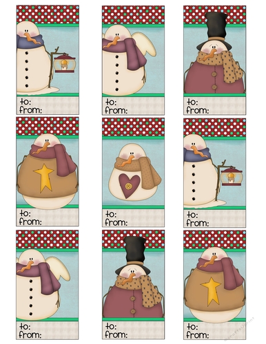 Snowman Gift Tags Sheet 3