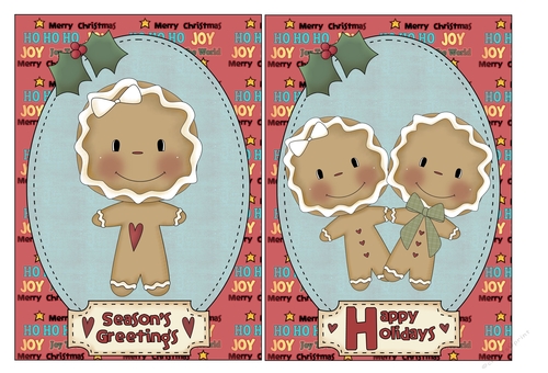 Gingerbread Christmas Card Fronts 1