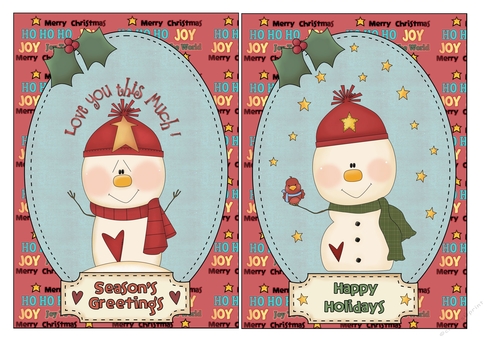 Sweet Snowmen Christmas Card Fronts 1