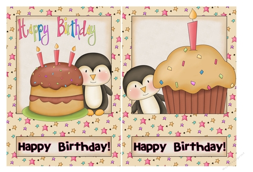 Birthday Penguin Card Fronts 1