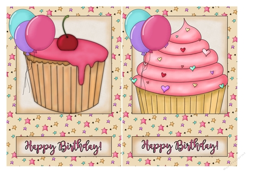 Birthday Cupcakes Card Fronts 1