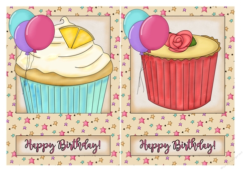 Birthday Cupcakes Card Fronts 2