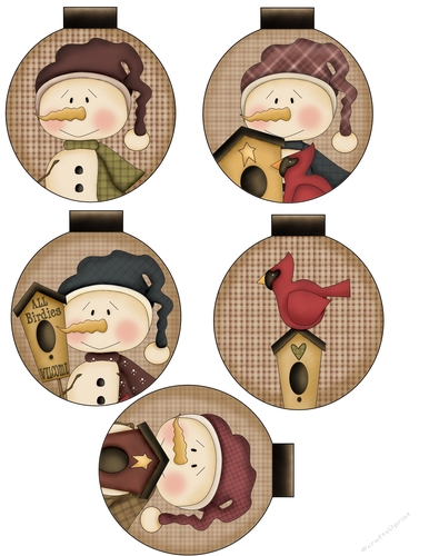 Primsy Snow Birds Tags Sheet