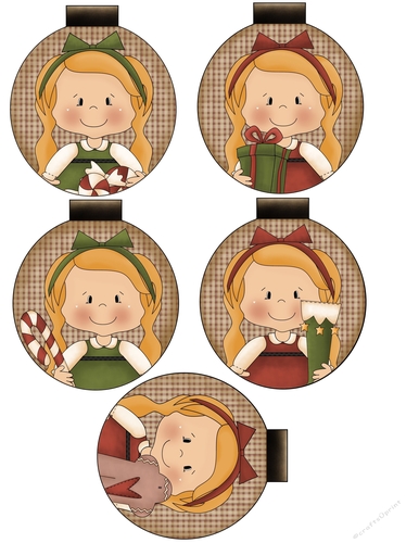 Blonde Christmas Girl Tags Sheet