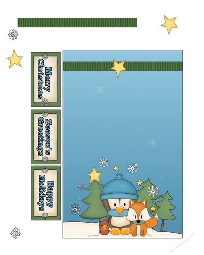 Penguin+Fox Folded Card Front