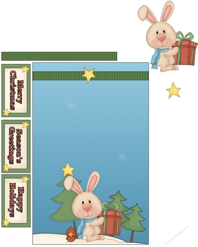 Bunny+Bird Folded Card Front
