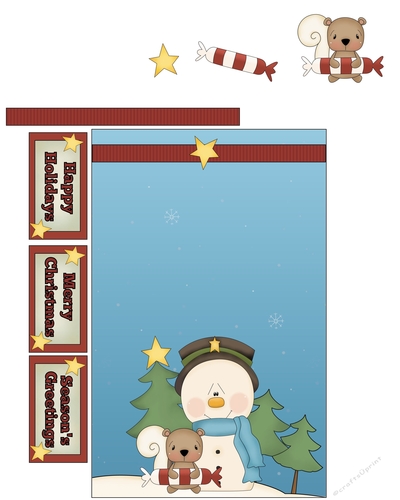 Snowman+Squirrel Folded Card Front
