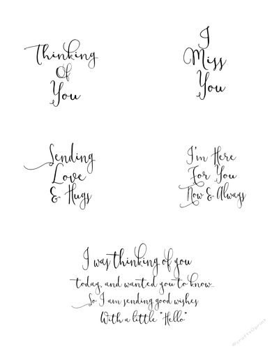 Thinking of You Sayings Sheet 1