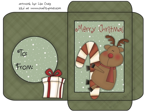 Christmas Gift Card Envelope Green 13