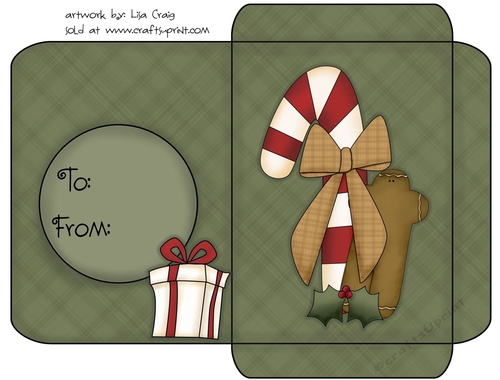 Christmas Gift Card Envelope Green 30