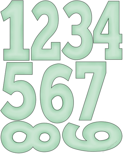 Pastel Green Numbers 1-9 Sheet