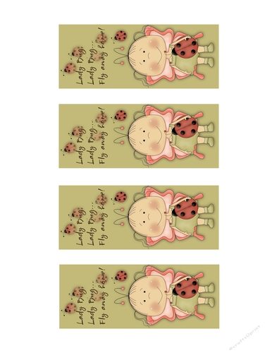 Lady Bug Girl Bookmarks Sheet