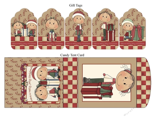 Christmas Kids Gift Tags & Candy Tent Card