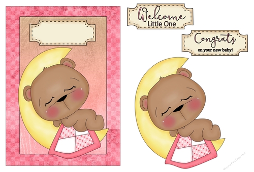 Baby Girl Bear Quick Card 1