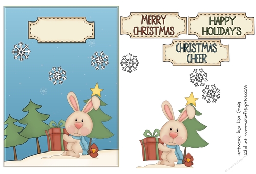 Winter Bunny Card Front 1