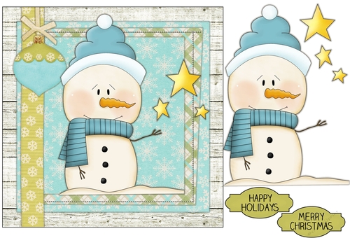 Stars Snowman Card Front Step-By-Step