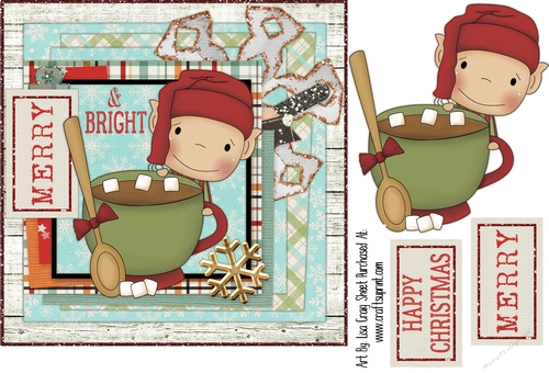 Merry and Bright Elf Card Front