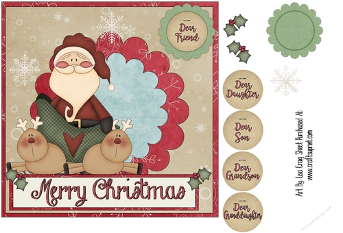 Santa and Reindeer Card Front