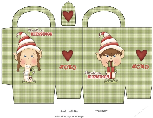 Christmas Elves Small Gift Bag 