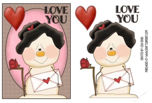 Snowman Valentine Quick Card 1