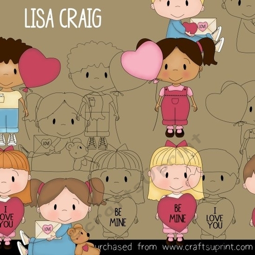 17-Valentine Kids Clipart & Digital Stamps