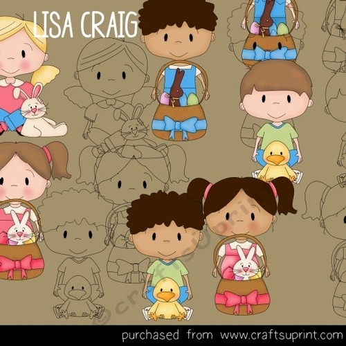 17-Easter Kids Clipart & Digital Stamps
