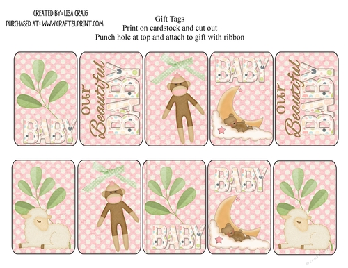 Baby Girl Gift tags Sheet 1